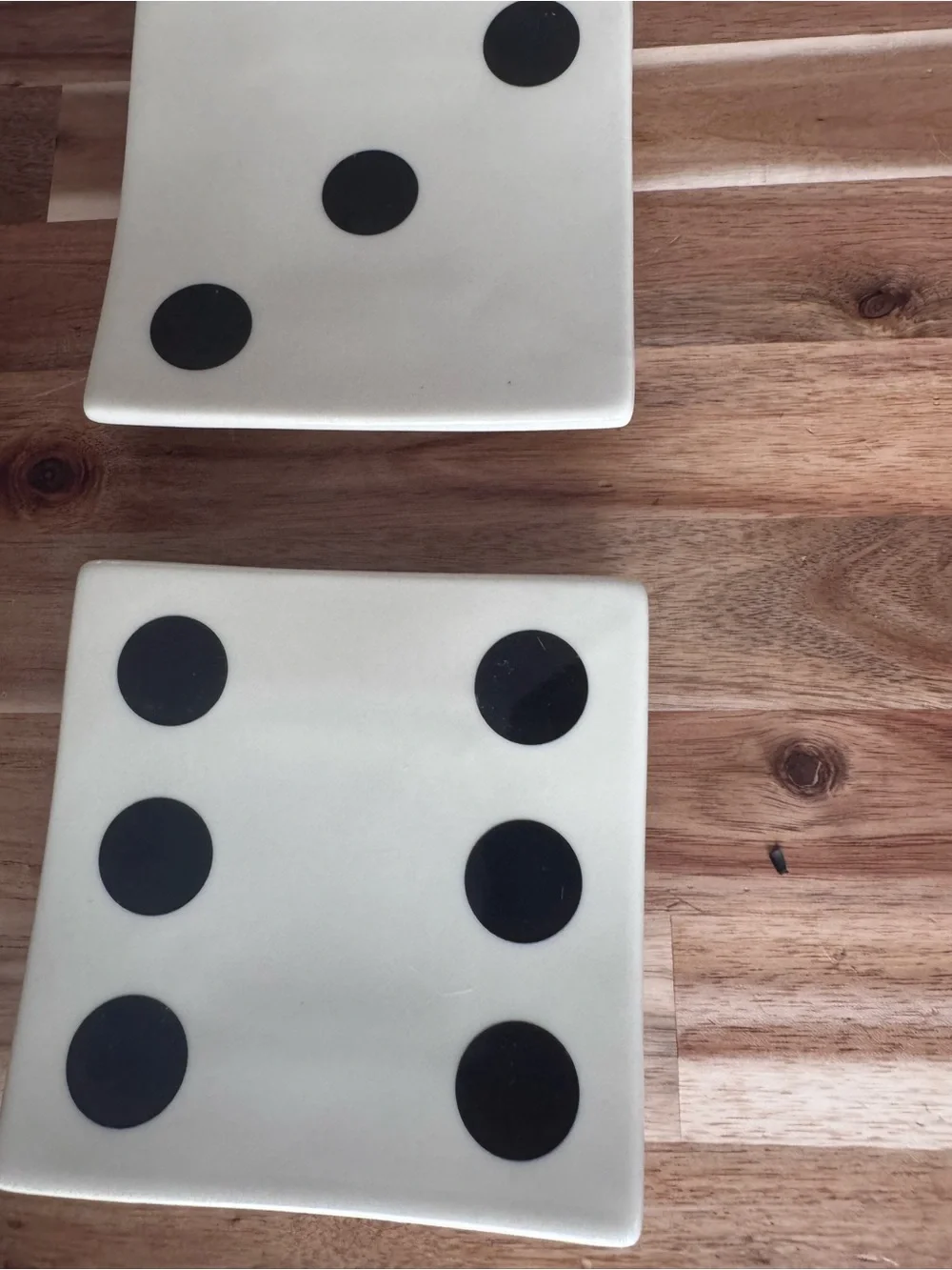 White Ceramic dice Dot Appetizer Plates - Set of 6 RH
